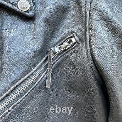 Harley Davidson Black Leather Motorcycle Jacket Mens 2XL USA Made FLAWS Look