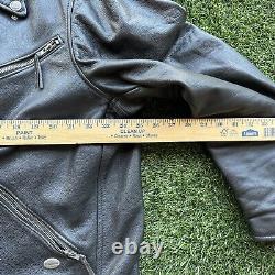 Harley Davidson Black Leather Motorcycle Jacket Mens 2XL USA Made FLAWS Look