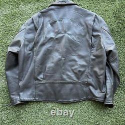 Harley Davidson Black Leather Motorcycle Jacket Mens 2XL USA Made FLAWS Look