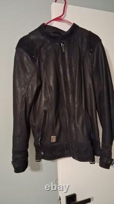 Harley-Davidson Black Leather Motorcycle Jacket & Red Zip Hoodie 1W