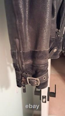 Harley-Davidson Black Leather Motorcycle Jacket & Red Zip Hoodie 1W