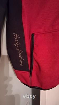 Harley-Davidson Black Leather Motorcycle Jacket & Red Zip Hoodie 1W