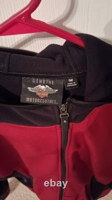 Harley-Davidson Black Leather Motorcycle Jacket & Red Zip Hoodie 1W