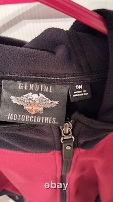 Harley-Davidson Black Leather Motorcycle Jacket & Red Zip Hoodie 1W