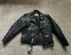 Harley-Davidson Black Leather Motorcycle Jacket with Quilted Lining Size 40