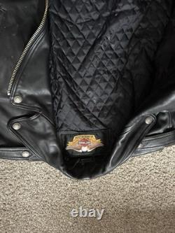Harley-Davidson Black Leather Motorcycle Jacket with Quilted Lining Size 40