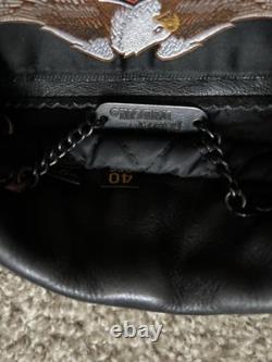 Harley-Davidson Black Leather Motorcycle Jacket with Quilted Lining Size 40