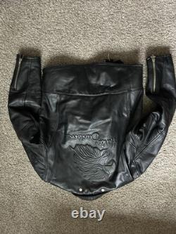 Harley-Davidson Black Leather Motorcycle Jacket with Quilted Lining Size 40