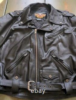 Harley Davidson Black Leather SHOVELHEAD Motorcycle Jacket Mens 2XL USA Made