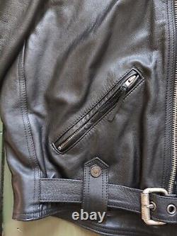 Harley Davidson Black Leather SHOVELHEAD Motorcycle Jacket Mens 2XL USA Made