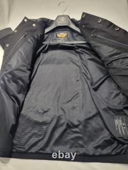 Harley-Davidson Black Leather & Textile Lined Riding Shirt, Snap Front, M
