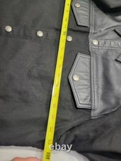 Harley-Davidson Black Leather & Textile Lined Riding Shirt, Snap Front, M