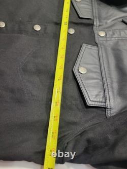 Harley-Davidson Black Leather & Textile Lined Riding Shirt, Snap Front, M