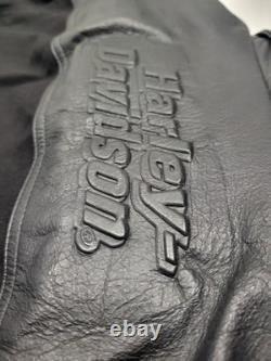 Harley-Davidson Black Leather & Textile Lined Riding Shirt, Snap Front, M