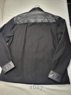 Harley-Davidson Black Leather & Textile Lined Riding Shirt, Snap Front, M