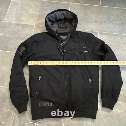 Harley Davidson Bomber Jacket Men's Large H-DMC MC Hood Skull 1% Patch Black