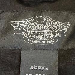 Harley Davidson Bomber Jacket Men's Large H-DMC MC Hood Skull 1% Patch Black
