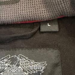 Harley Davidson Bomber Jacket Men's Large H-DMC MC Hood Skull 1% Patch Black
