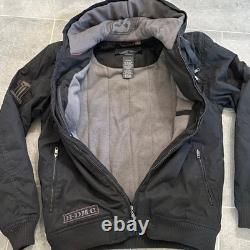 Harley Davidson Bomber Jacket Men's Large H-DMC MC Hood Skull 1% Patch Black