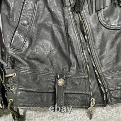 Harley Davidson Border Hawk Jacket Size Medium Mens Frills Leather Riding VTG