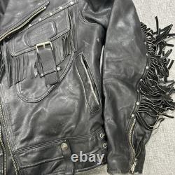 Harley Davidson Border Hawk Jacket Size Medium Mens Frills Leather Riding VTG