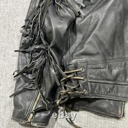 Harley Davidson Border Hawk Jacket Size Medium Mens Frills Leather Riding VTG