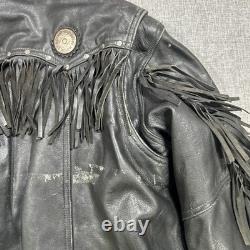 Harley Davidson Border Hawk Jacket Size Medium Mens Frills Leather Riding VTG