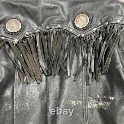 Harley Davidson Border Hawk Jacket Size Medium Mens Frills Leather Riding VTG