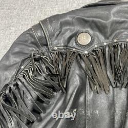 Harley Davidson Border Hawk Jacket Size Medium Mens Frills Leather Riding VTG