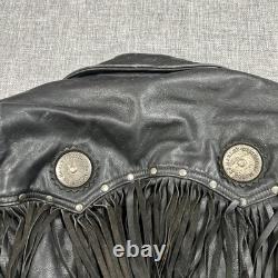 Harley Davidson Border Hawk Jacket Size Medium Mens Frills Leather Riding VTG