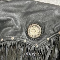Harley Davidson Border Hawk Jacket Size Medium Mens Frills Leather Riding VTG