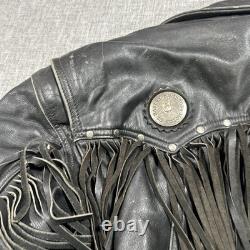 Harley Davidson Border Hawk Jacket Size Medium Mens Frills Leather Riding VTG