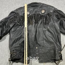 Harley Davidson Border Hawk Jacket Size Medium Mens Frills Leather Riding VTG
