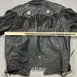 Harley Davidson Border Hawk Jacket Size Medium Mens Frills Leather Riding VTG