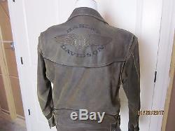 Harley Davidson Brown Distressed Leather Men's Jacket Large