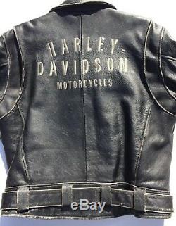 Harley Davidson CRUSADER Distressed Black Leather Jacket Men's Large with Belt