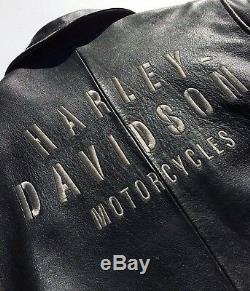 Harley Davidson CRUSADER Distressed Black Leather Jacket Men's Large with Belt