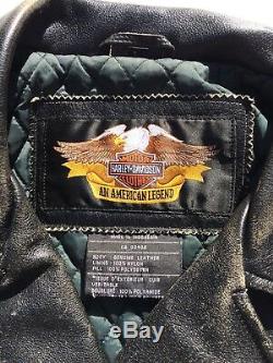 Harley Davidson CRUSADER Distressed Black Leather Jacket Men's Large with Belt