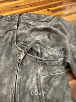 Harley Davidson Carboy Grey Leather Coat Mens Xl Distressed motorcycle