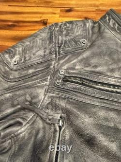 Harley Davidson Carboy Grey Leather Coat Mens Xl Distressed motorcycle