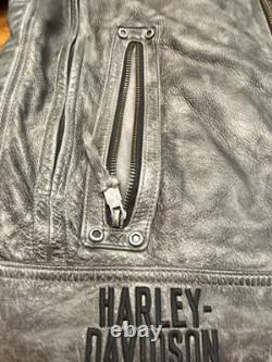 Harley Davidson Carboy Grey Leather Coat Mens Xl Distressed motorcycle