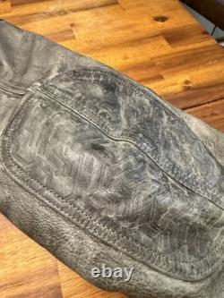 Harley Davidson Carboy Grey Leather Coat Mens Xl Distressed motorcycle