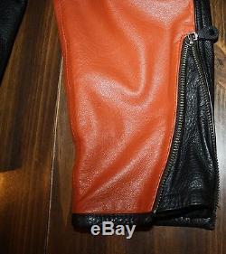 Harley Davidson Colorblock Black Orange Leather Jacket Men's Medium 98014-10VM