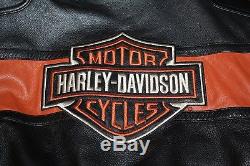 Harley Davidson Colorblock Black Orange Leather Jacket Men's Medium 98014-10VM