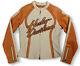 Harley Davidson Cream/Orange Perforated Leather Jacket Seasonal/Rare