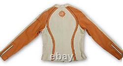 Harley Davidson Cream/Orange Perforated Leather Jacket Seasonal/Rare