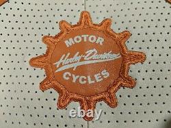 Harley Davidson Cream/Orange Perforated Leather Jacket Seasonal/Rare