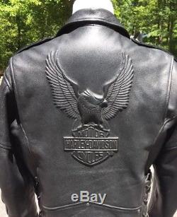 Harley Davidson Cruiser II Leather Jacket Men's Medium Embossed Eagle Black
