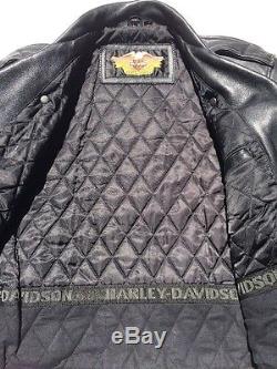 Harley Davidson Cruiser Leather Jacket Men's Large Embossed Eagle Vintage Black