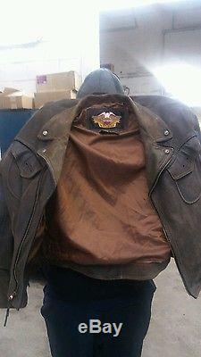 Harley Davidson Distress Men's XL Billings Leather Motorcycle Jacket 1996 Vtg